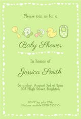 Green Baby Items - Baby Shower Invitation